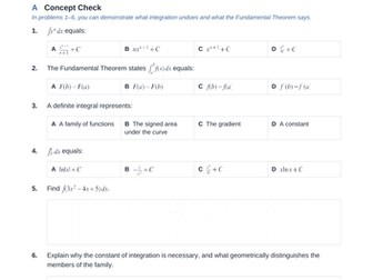 Integrals: Definition and Techniques Practice & Key
