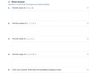 Statistics Cumulative Assessment 1 & Key