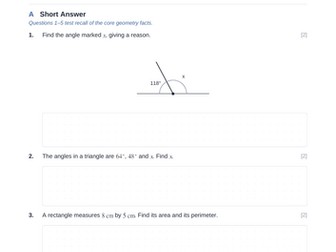 Geometry Cumulative Assessment 1 & Key