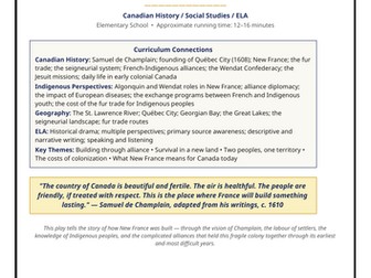 Canadian History Classroom Play: A Place Called Canada | Samuel de Champlain