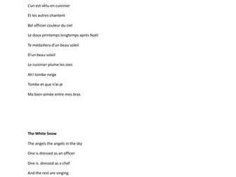 "La Blanche Neige" poem with translation: ADVANCED LEVEL FRENCH LITERATURE