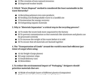 GCSE DT - 1.1.7 Environment: (a), (b), (c), (d)