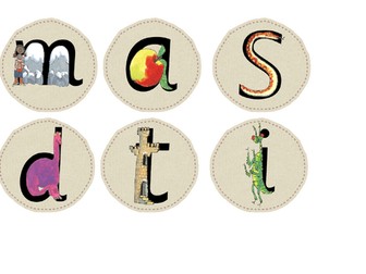 RWI Set 1 sounds on neutral circles for writing area
