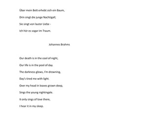 "Der Tod, das ist die kühle Nacht," Johannes Brahms: Poem and Translation: GERMAN LITERATURE