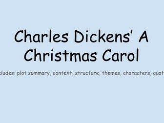 Charles Dickens' A Christmas Carol revision summary
