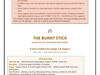 The Burnt Stick | Anthony Hill | Picture Book Unit | Aboriginal History
