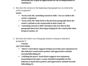 L6 Lit Comm/Literacy Reading Assessment and Marking Scheme