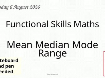 Mean Median Mode and Range. Maths Functional Skills L2 GCSE Full Lesson