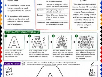 Basquiat Alphabet Art Worksheet | KS3 Typography & Letter Design Cover Lesson