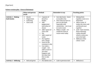 Primary science christmas themed experiments