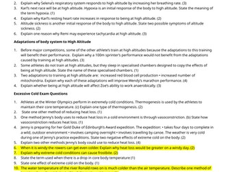 Unit 1 Ex Phys Learning Outcome D: Environmental Factors (Exam Questions and Answers)