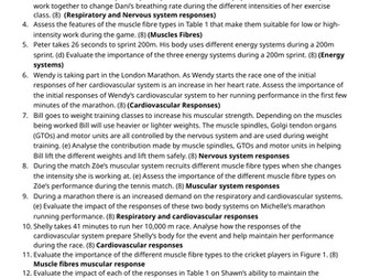 Unit 1 Ex Phys Learning Outcome A: Responses to Exercise (8 mark Exam Questions and Answer