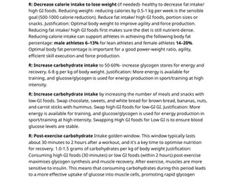 Unit 13: Sport Nutrition Question 2 Key Information Revision Sheet
