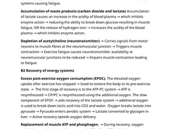 Unit 1 Ex Phys Learning Outcome B: Causes of Fatigue Key Infomation Revision Sheet