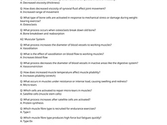 Unit 1: Ex Phys Learning Outcome A: Responses to Exercise Quiz