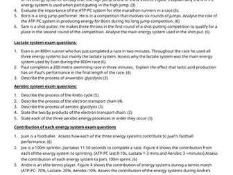 Unit 1 Anatomy and Physiology Energy Systems