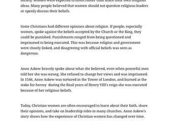 RE Year 5/6 Do Religious Worldviews Change Overtime? -Lesson 6