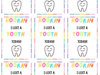 Labels for Lost Tooth Envelopes