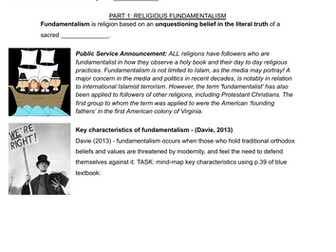 Religion in a global context worksheet (Beliefs in Society) AQA A Level Soc