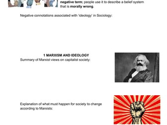 Ideology worksheet (Beliefs in society) AQA A Level Sociology