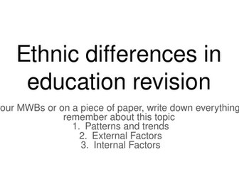 Ethnic Differences in Education - Multiple Choice Questions