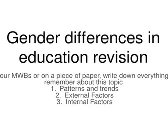 Gender Differences in Education - Multiple Choice Questions