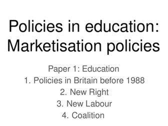 Marketisation Policies in Education - Multiple Choice Questions