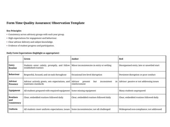 Form Time Quality Assurance/ Observation