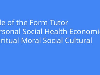 Role of the Form Tutor - Training