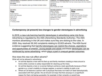 Print Advertising Worksheet - Codes and Conventions - A Level Media Studies