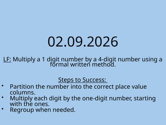 Multiplying 1-digit number by a 4 digit number using a formal written method