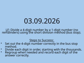 Divide a 1-digit number by a 4-digit number (no remainders) short bus stop method