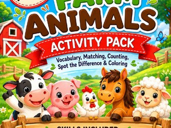 Farm Animals Worksheets & Activities | Preschool Math Literacy Vocabulary Pack