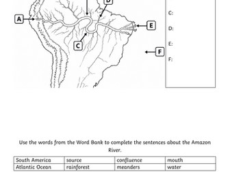 Amazon River activity sheet