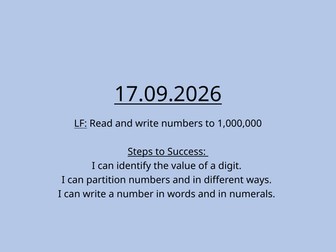 Numbers to 1,000,000