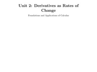 Foundations and Applications of Calculus Unit 2