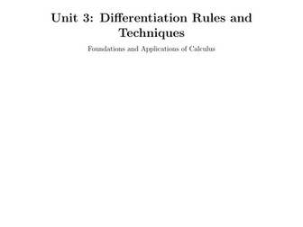 Foundations and Applications of Calculus Unit 3
