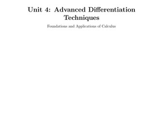 Foundations and Applications of Calculus Unit 4