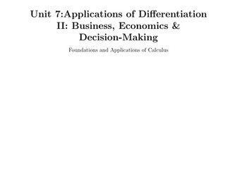Foundations and Applications of Calculus Unit 7