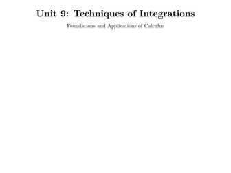 Foundations and Applications of Calculus Unit 9
