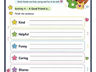 A Good Friend Is... Worksheet | EYFS | PSHE