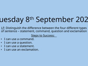 4 Types of a sentence: command, question, statement and exclamation - Year 5
