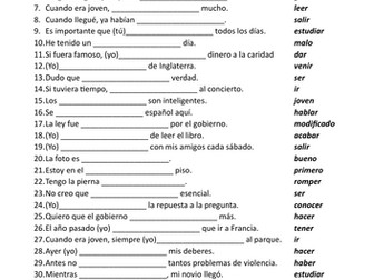 Spanish A-level grammar practice sheets