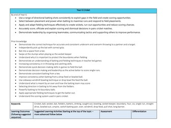 Year 6 Cricket scheme of work