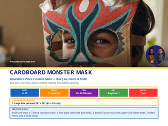 Cardboard Monster Mask | Junk Modelling Build Plan | Design & Technology | STEM Printable