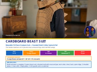 Cardboard Beast Suit | Junk Modelling Build Plan | Design & Technology | STEM Printable