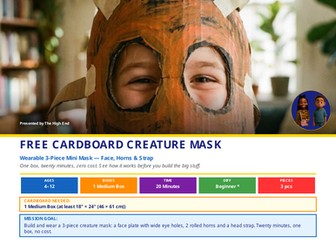FREE Cardboard Creature Mask — Wearable Cardboard Build Plan | Measuring & Engineering Design