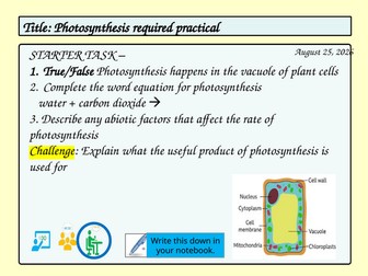 GCSE Photosynthesis required practical