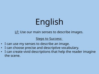 5 Senses Descriptive Writing