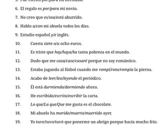 Spanish multiple choice grammar practice for A-level
